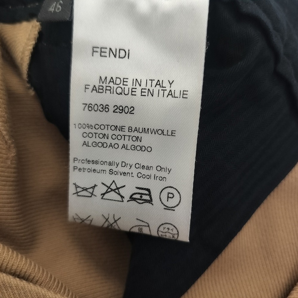 Fendi Women's Tan Khaki Cotton Trousers Button Fly Made in Italy Size 46 - Picture 8 of 13